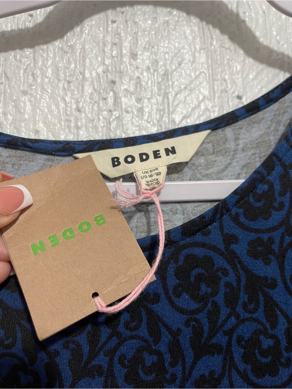 Boden Camille Jersey Midi Dress NWT 16 Atlantic Primrose Swirl Blue Floral - Picture 7 of 8